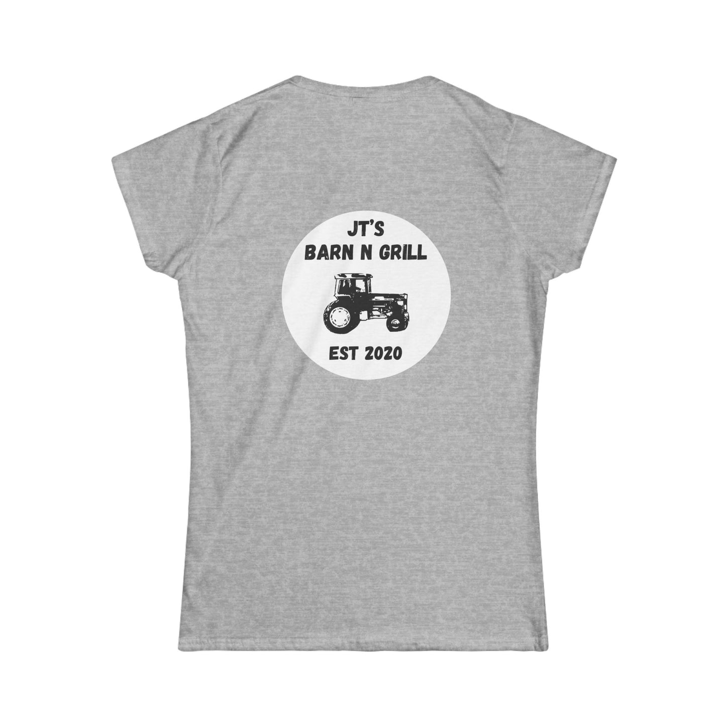 Women's Barn & Grill Tractor Tee — "JT's Barn N Grill Est 2020"