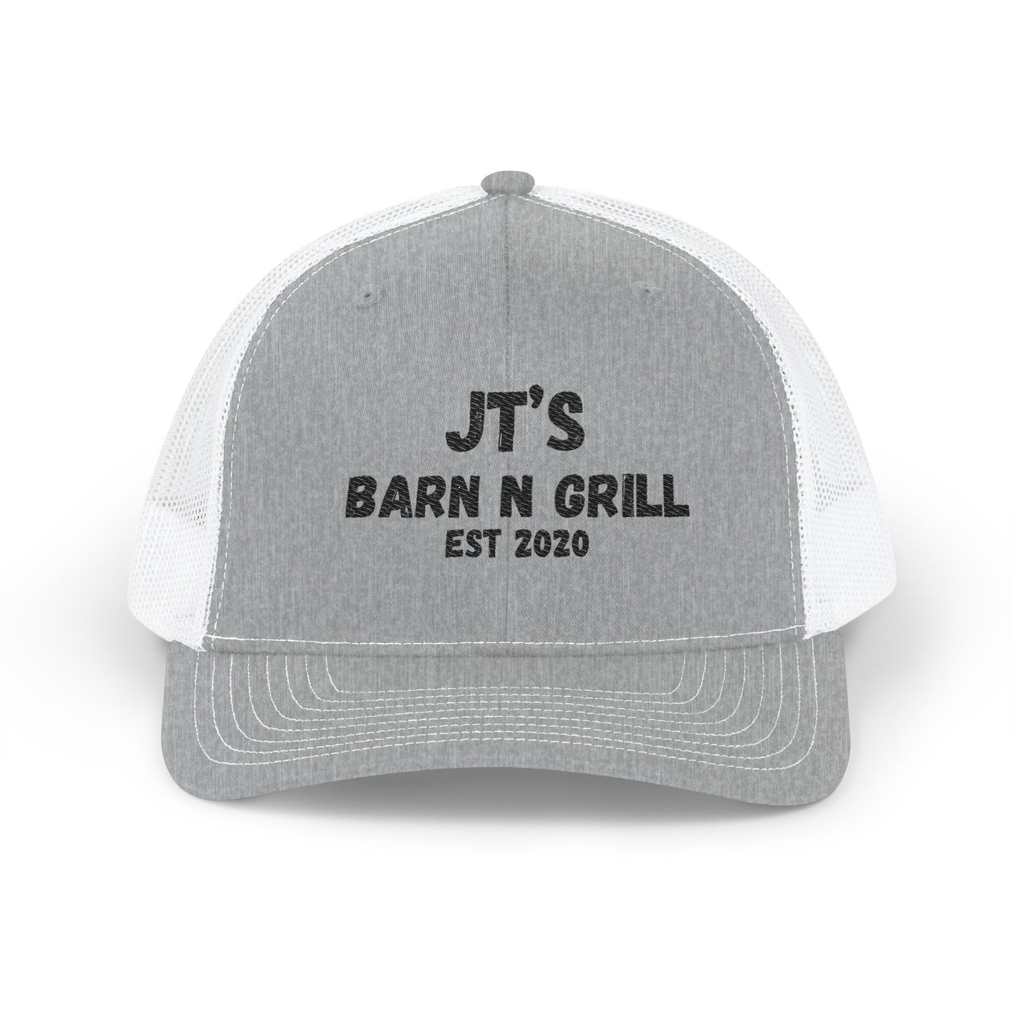 Embroidered Trucker Cap — "JT's Barn N Grill EST 2020" Mesh Snapback