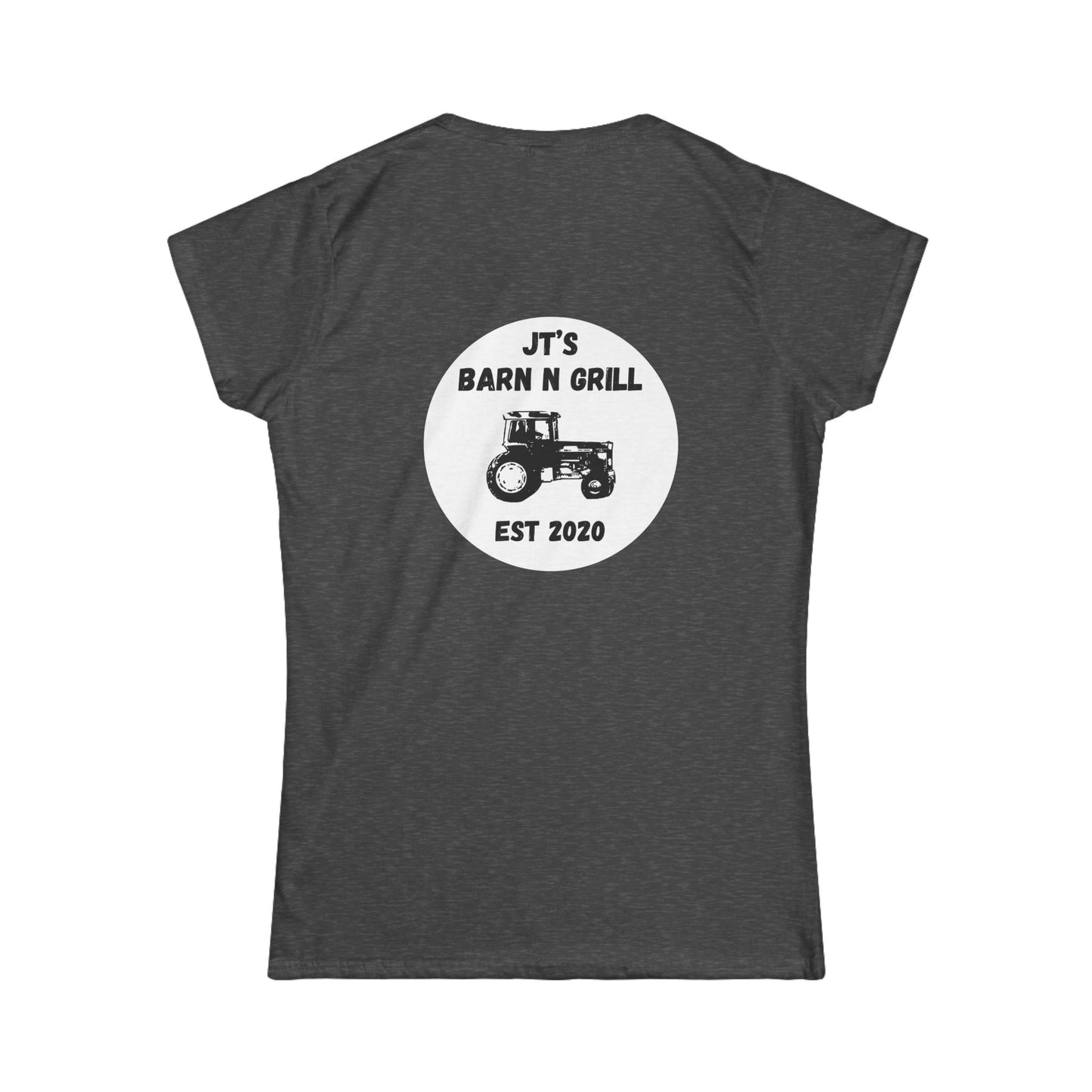 Women's Barn & Grill Tractor Tee — "JT's Barn N Grill Est 2020"