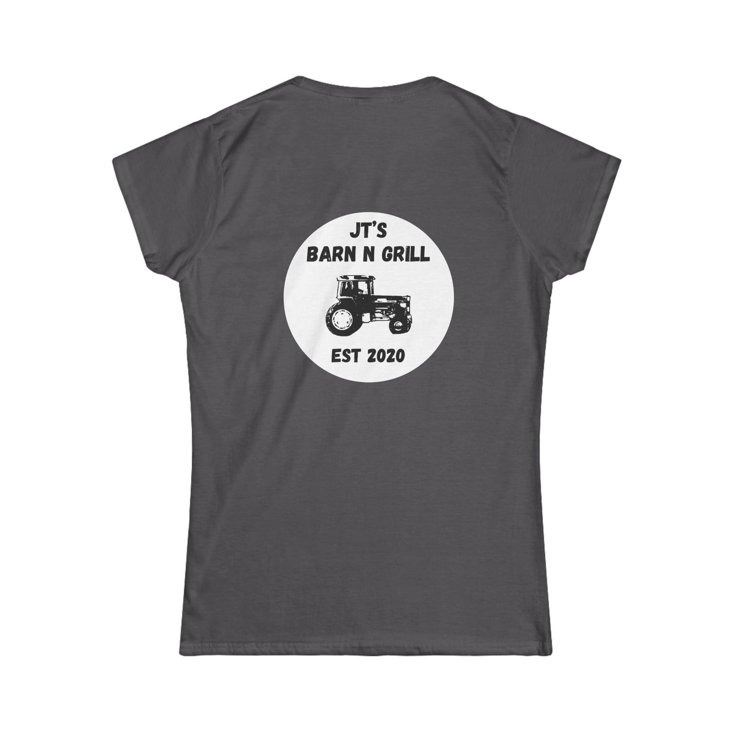 Women's Barn & Grill Tractor Tee — "JT's Barn N Grill Est 2020"