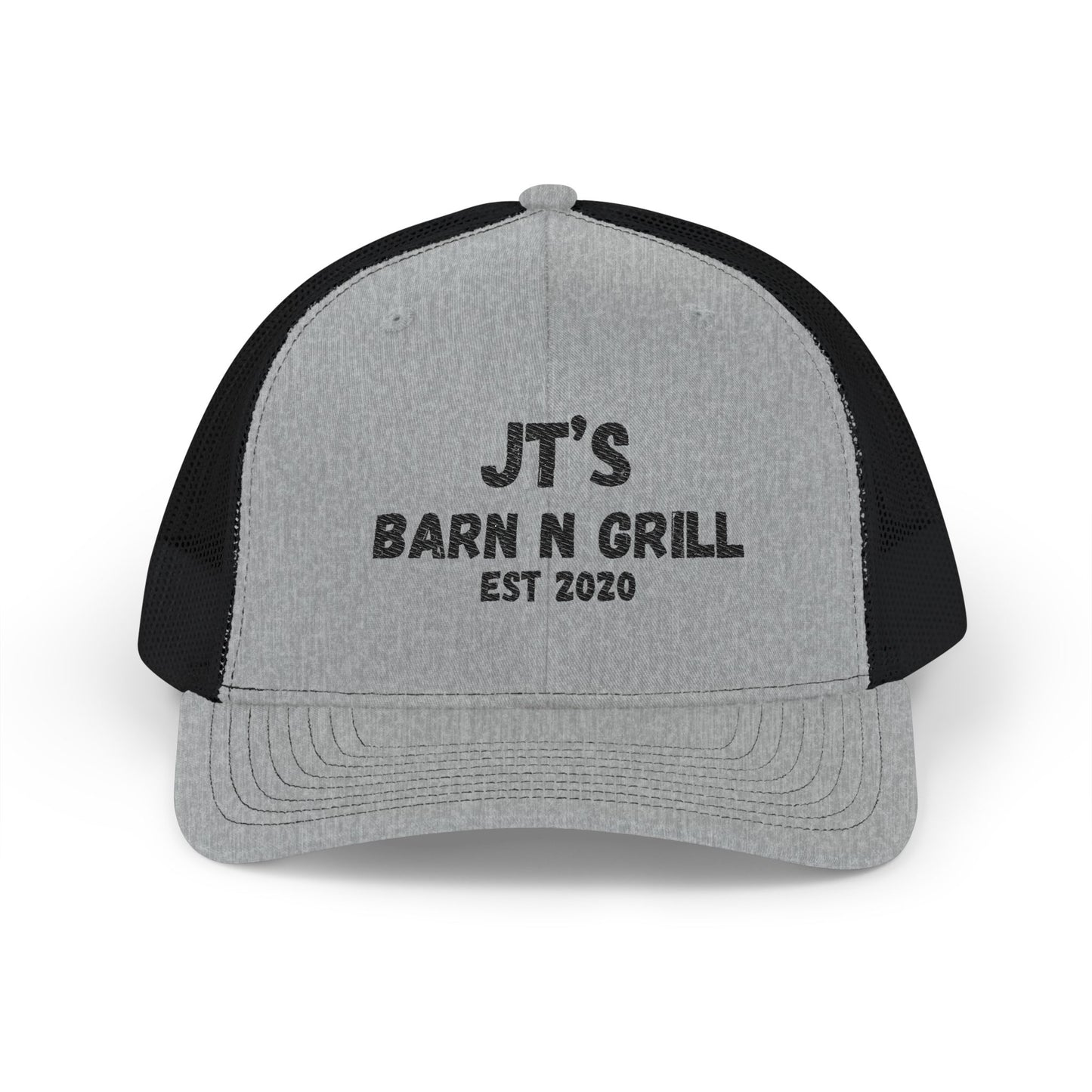 Embroidered Trucker Cap — "JT's Barn N Grill EST 2020" Mesh Snapback