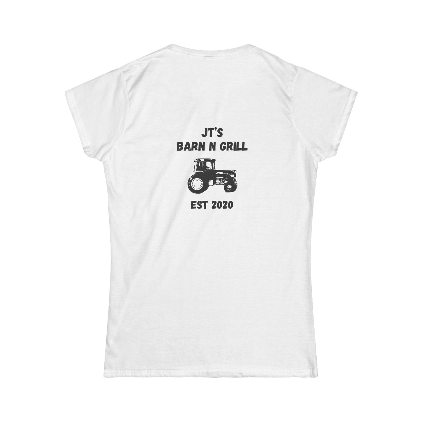Women's Barn & Grill Tractor Tee — "JT's Barn N Grill Est 2020"